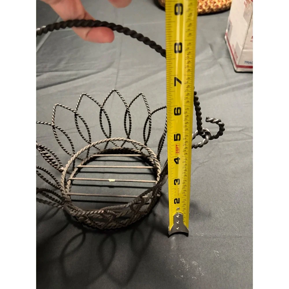 Vintage Wrought Iron Sunflower Basket Twisted Wire Bronze Cottagecore Decor